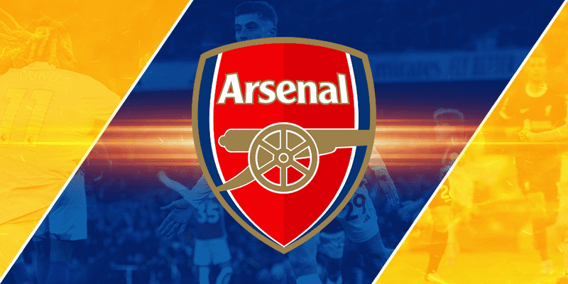 Dynamic split-design image featuring the iconic Arsenal FC logo, with blurred action shots of players in the background, symbolizing the energy and motion of Arsenal’s football legacy.