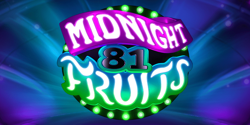 The game logo for Midnight Fruit 81 shines in neon colors, symbolizing the slot's vibrant and exciting gameplay.